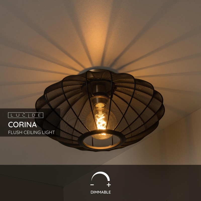 Lucide CORINA - Zapustené stropné svietidlo - Ø 40 cm - 1xE27 - Čierne